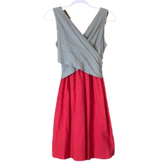 Amadi Lola Surplice Sleeveless Dress Two Tone Coral Pink Gray Size Small NWT - Picture 2 of 12